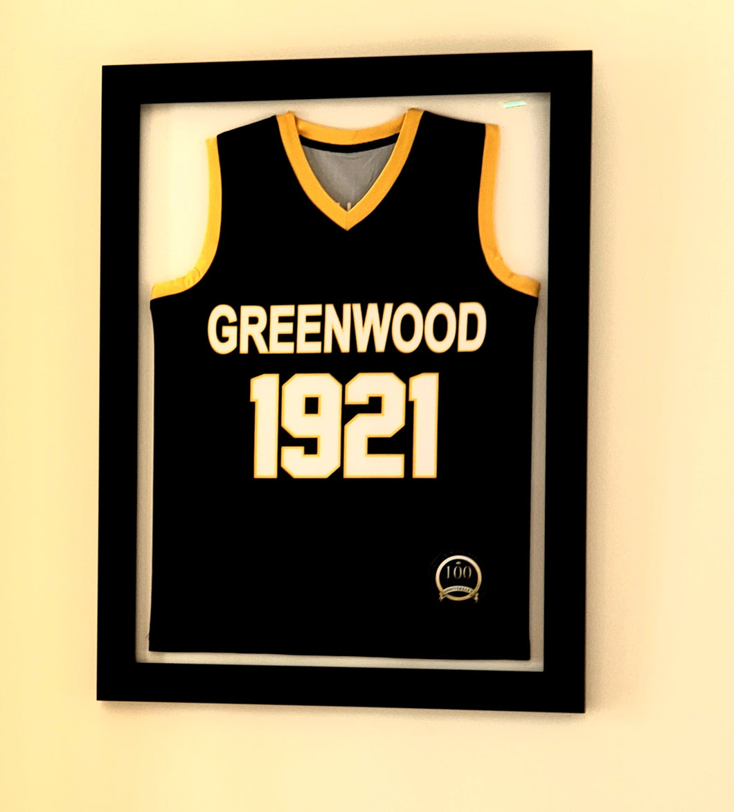 FRAMED 100 YEAR ANNIVERSARY GREENWOOD 1921 JERSEY