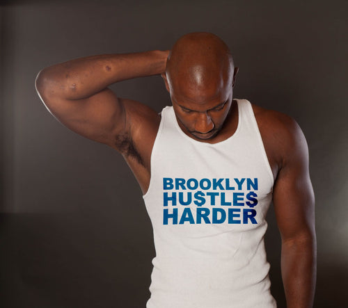 BROOKLYN HUSTLES HARDER - BROOKLYN T-SHIRT - SILK SCREEN PRINTED SHIRT