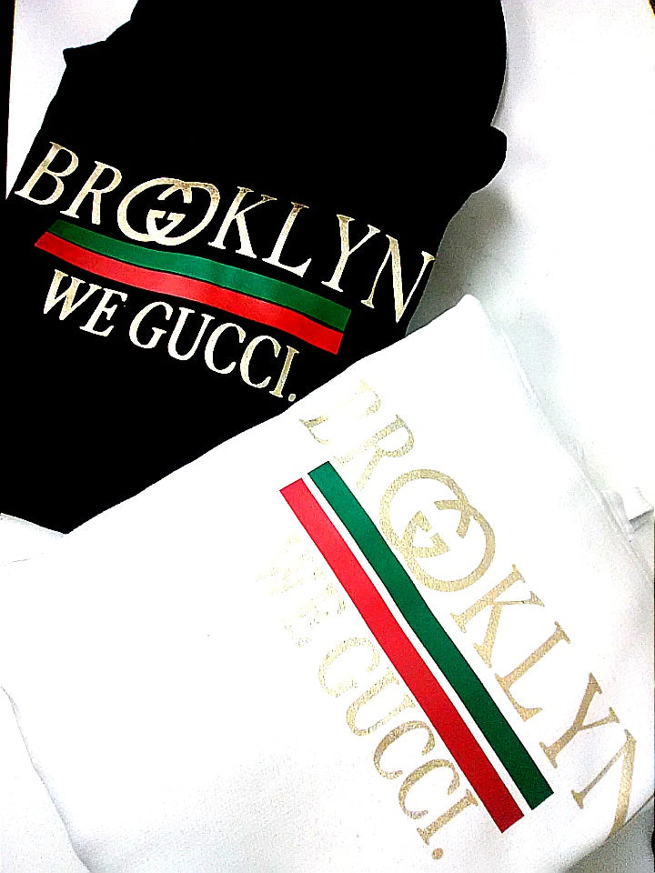 WE GUCCI  TOO. BROOKLYN T-SHIRT.  SILK SCREEN PRINTED SHIRT.