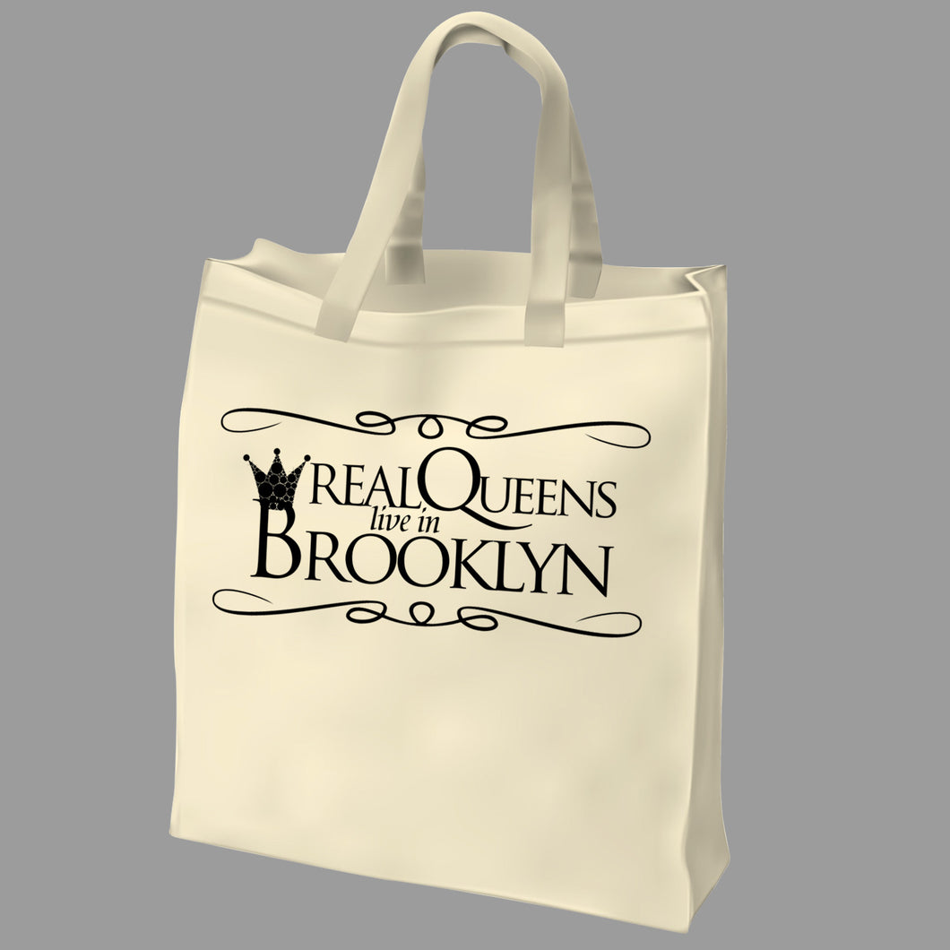 REAL QUEENS LIVE IN BROOKLYN - TOTE BAG - SILK SCREEN PRINTED TOTE BAG